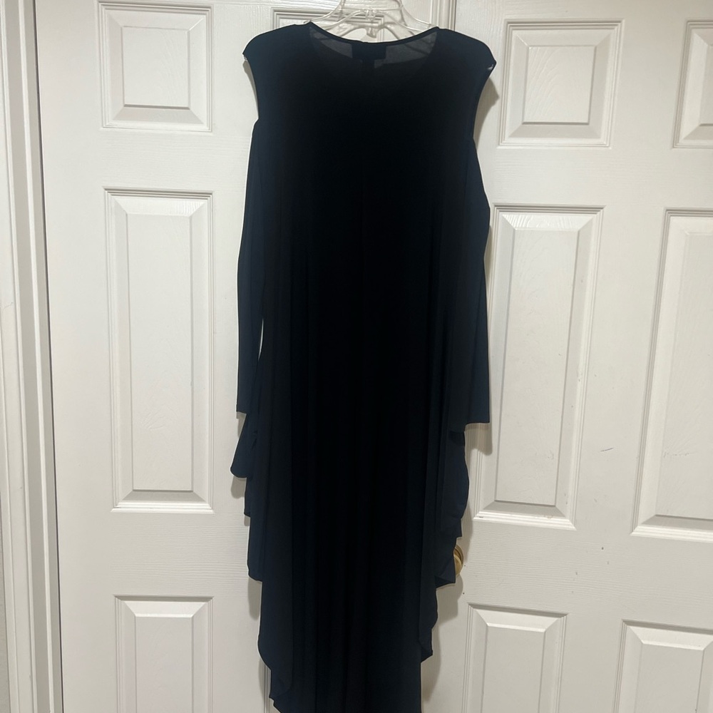 Joseph Ribkoff Harem Draped Slouchy Cold Shoulder Zip Jumpsuit Stretch‎ Goth 16 - Picture 6 of 11